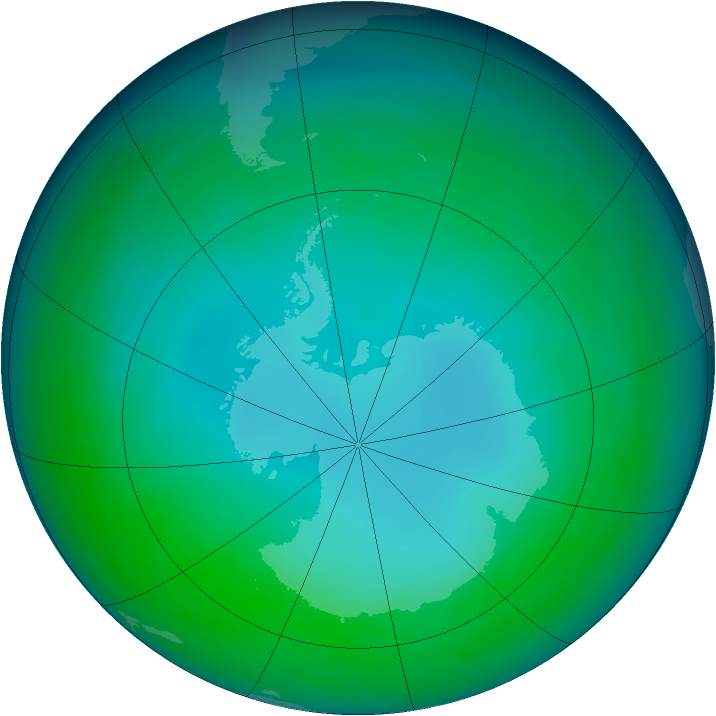 Antarctic ozone map for May 1991